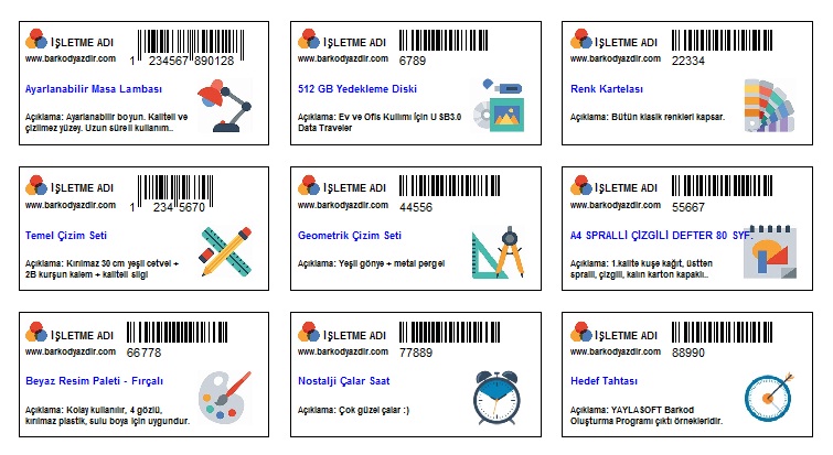 kolay etiket örnekleri excelden stok barkod listesi yükleyin